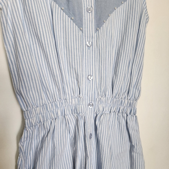 Vintage beaded blue striped romper shorts - Picture 7 of 15